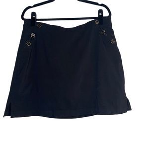 Rafaella black skort with decorative black and gold buttons stretch size Large